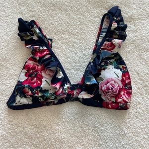 CUPSHE Floral Flutter Cap Sleeve Bikini Top